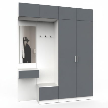 Набор мебели для прихожей "Марсель-207" МР 01-207 В2490 Ш2000 Г420 (ЛДСП Графит серый) Набор мебели для прихожей "Марсель-207" МР 01-207 В2490 Ш2000 Г420 (ЛДСП Графит серый)